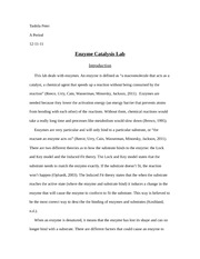 Enzyme catalysis lab report